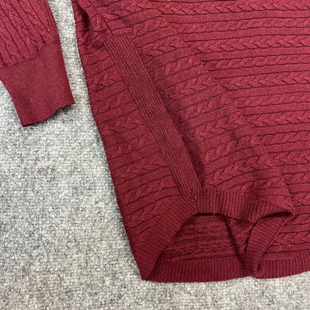 Market & Spruce Sweater Womens XS Burgundy Cable Knit Cashmere Silk Blend - Picture 5 of 9